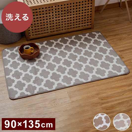 モロッカン柄 ラグ マット 90×135cm 洗える 厚手 北欧 カーペット 滑り止め 絨毯 おしゃれ かわいい モダン モロッコ 柄 ミニラグ 1畳 リビング morokko(代引不可)