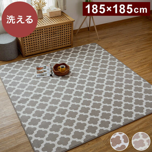 モロッカン柄 ラグ マット 185×185cm 洗える 厚手 北欧 カーペット 滑り止め 絨毯 おしゃれ かわいい モダン モロッコ 柄 ミニラグ 1畳 リビング morokko(代引不可)