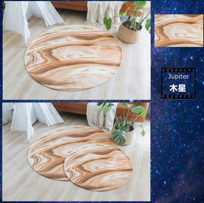 プラネットラグ リアルプリントラグ マット 直径90cm 円形 ラグ ラグカーペット デスクカーペット 滑り止め付 絨毯 キッズ 子供 丸 型 おしゃれ かわいい 地球 月 木星 リビング 子供部屋 プレゼント(代引不可)