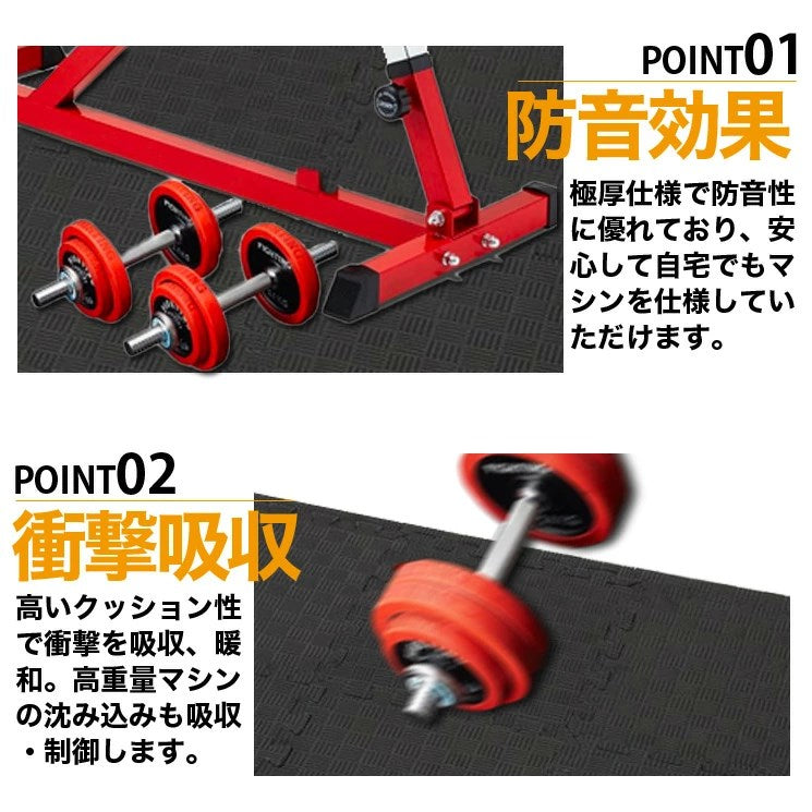 ファイティングロード トレーニングマット 30×30cm 6枚入 厚み2.6cm 極厚 フリーカット 衝撃吸収 防音 撥水 傷防止 トレーニング 筋トレ 宅トレ ホームジム ヨガマット ジムマット ジョイントマット 6枚組