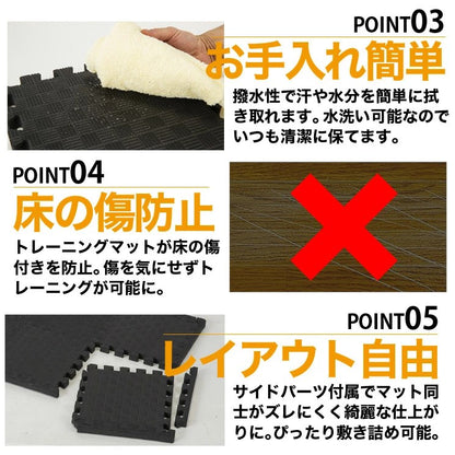 ファイティングロード トレーニングマット 30×30cm 6枚入 厚み2.6cm 極厚 フリーカット 衝撃吸収 防音 撥水 傷防止 トレーニング 筋トレ 宅トレ ホームジム ヨガマット ジムマット ジョイントマット 6枚組