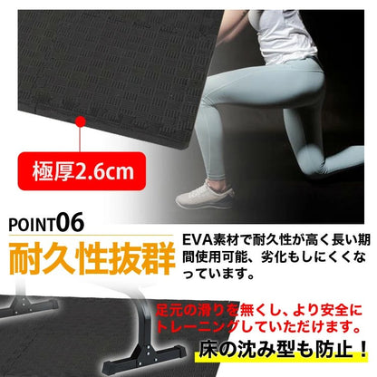 ファイティングロード トレーニングマット 30×30cm 6枚入 厚み2.6cm 極厚 フリーカット 衝撃吸収 防音 撥水 傷防止 トレーニング 筋トレ 宅トレ ホームジム ヨガマット ジムマット ジョイントマット 6枚組