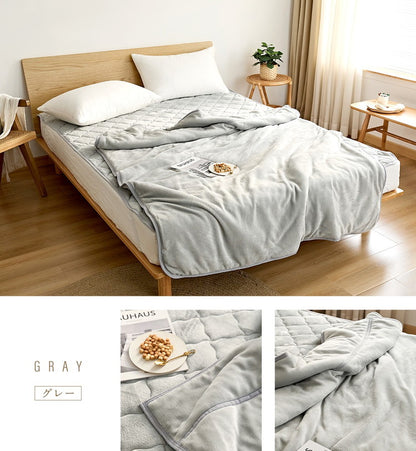 あったか フランネル 綿入り 毛布 シングル 2枚合わせ 布団 秋冬 暖かい くすみカラー マイクロファイバー 洗える ブランケット 大判 掛け 韓国インテリア 寝具(代引不可)