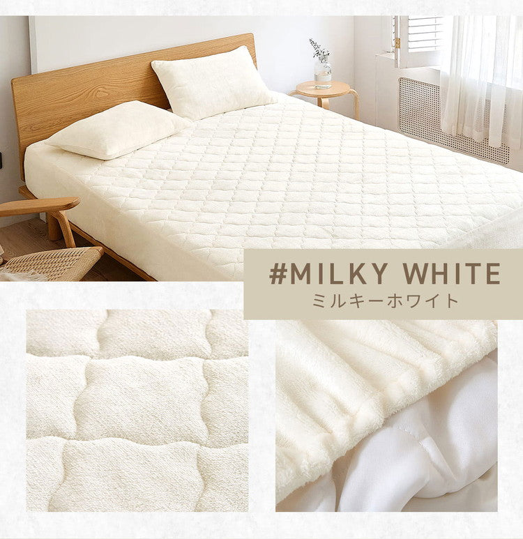 なめらかフランネル 一体型ボックスシーツ ダブル なめらか 秋冬用 暖かい フランネル くすみカラー 丸洗いOK マイクロファイバー 冬用 ベッドパッド 韓国インテリア 寝具 おしゃれ かわいい 北欧