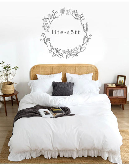 布団カバー 3点セット フリル付き セミダブル フラットボックスシーツ タイプ おしゃれ ピーチスキン オールシーズン 布団カバーセット 寝具 新生活(代引不可)