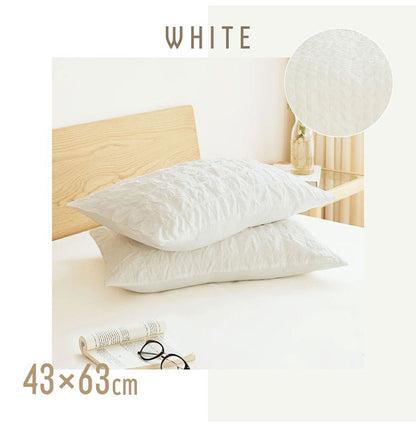 【2枚セット】くしゅぼこ枕カバー 綿100% 43×63cm かわいい まくらカバー 綿 オールシーズン 北欧 韓国 肌に優しい ガーゼ ガーゼ生地 快適 お手入れ簡単 おしゃれ 軽い おすすめ 低ホルムアルデヒド(代引不可)