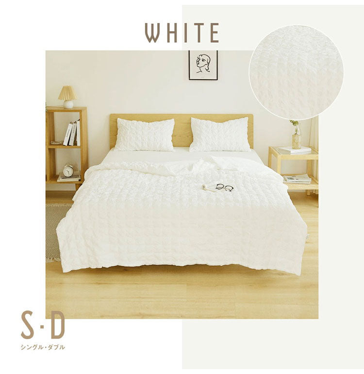 【2枚セット】くしゅぽこケット シングル 白 綿100% ブランケット ケット オールシーズン 韓国 赤ちゃん 肌に優しい ガーゼケット ガーゼ 快適 お手入れ簡単 軽い おすすめ 低ホルムアルデヒド(代引不可)