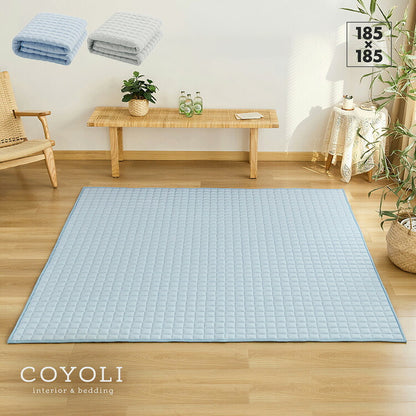 接触冷感 Q-max0.42 冷感ラグ 185×185cm ラグマット COYOLI コヨリ ひんやり おしゃれ 洗える 夏用 冷感マット カーペット おしゃれ 滑り止め キルトラグ(代引不可)