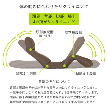 【日本製 腰にやさしい 脚上げ 寝椅子】座椅子 椅子 イス チェア フロアチェア パーソナルチェア リクライニング(代引不可)