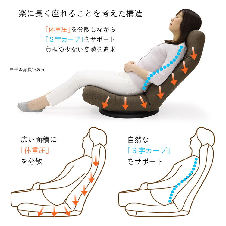 【日本製 産学連携 ハイバック 回転 座椅子】イス 椅子 チェア フロアチェア パーソナルチェア リクライニング(代引不可)