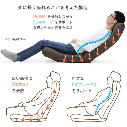 日本製 産学連携 リラックス 座椅子 3-L ワイドロング 幅52cm 奥行き74cm チェア フロアチェア パーソナルチェア 北欧 椅子 国産(代引不可)