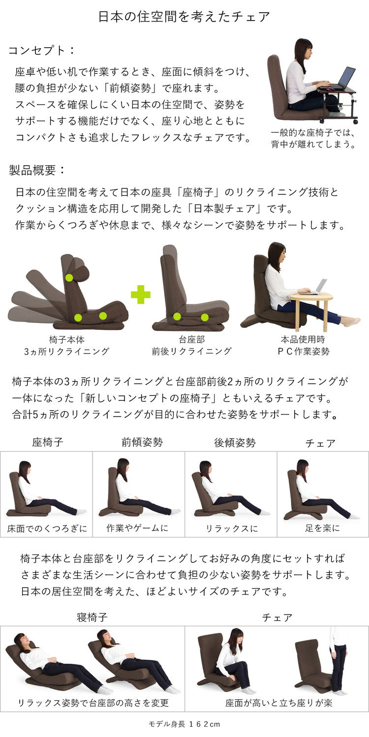 ZAGUN フレックスチェア 椅子 チェア フレックス 座イス フロアチェア リクライニング(代引不可)