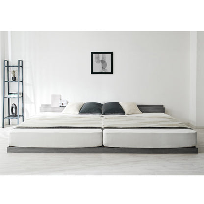 連結金具付き フロアベッド ローベッド ダブル ベッド ベッドフレーム 2口コンセント付き 連結ベッド すのこベッド 宮棚 ロータイプベッド フラット式 フレーム単品 一人暮らし ファミリー