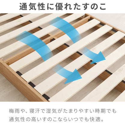 組み立て簡単 フロアベッド ボンネルコイルマットレス付き セミダブル ベッド すのこベッド 宮棚 宮付き フロアベッド ベッドフレーム コンセント付き 木目調 北欧 シンプル 連結金具付き 工具不要(代引不可)