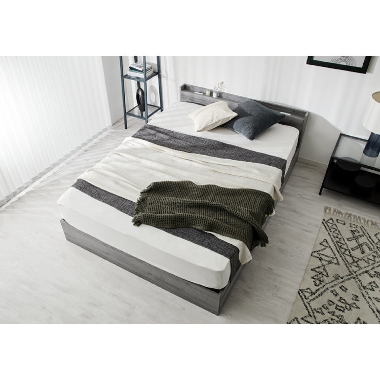 連結金具付き 収納ベッド シングル ボンネルコイルマットレス付き ベッド 収納付き ベッドフレーム 2口コンセント付き 連結ベッド すのこベッド 宮棚 引き出し付き 一人暮らし マットレス付き(代引不可)