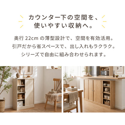 カウンター下収納 連結可能 引戸タイプ 幅60cm UC-SD60 奥行き22cm カウンター 下 引き戸 薄型 カウンター下 カウンター収納 薄型収納 ラック カウンター下 キッチン 収納 食器棚 ラック