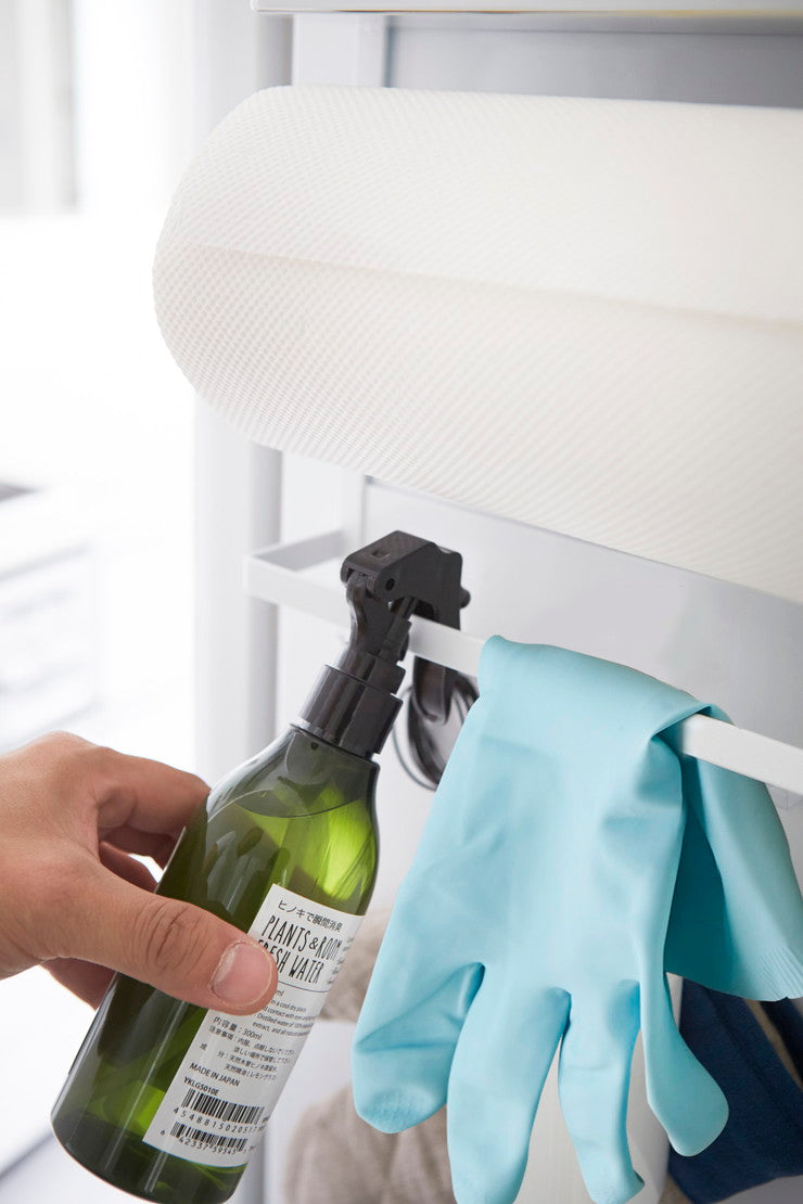 山崎実業 マグネット 冷蔵庫サイドラック プレート Plate ホワイト キッチンペーパー ラップ ホルダー フック 冷蔵庫 磁石 収納