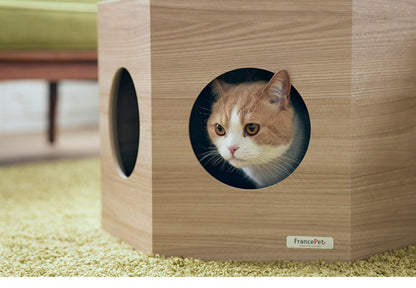 フランスペット ペットハウス へキサ ウォルナット PE03 1個 重ねて使える ペットハウス キャットタワー ペット家具 フランスベッド(代引不可)