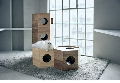 フランスペット ペットハウス へキサ ナチュラル PE03 1個 重ねて使える ペットハウス キャットタワー ペット家具 フランスベッド(代引不可)