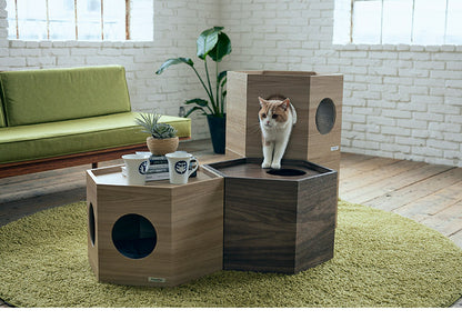 フランスペット ペットハウス へキサ ナチュラル PE03 1個 重ねて使える ペットハウス キャットタワー ペット家具 フランスベッド(代引不可)