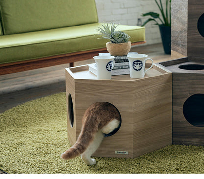 フランスペット ペットハウス へキサ ナチュラル PE03 1個 重ねて使える ペットハウス キャットタワー ペット家具 フランスベッド(代引不可)