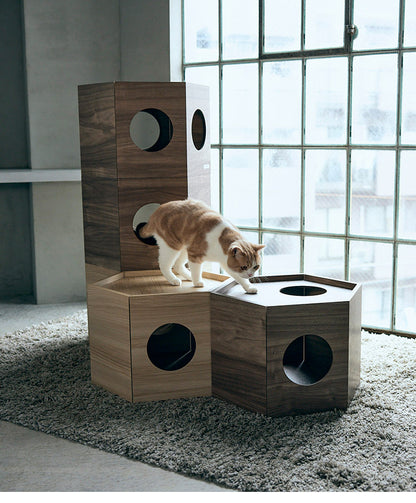 フランスペット ペットハウス へキサ ナチュラル PE03 1個 重ねて使える ペットハウス キャットタワー ペット家具 フランスベッド(代引不可)