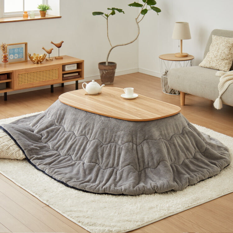 ビーンズ型 家具調こたつ こたつテーブル 105×65cm 節電 長方形 楕円形 丸脚 天然木脚 ラバーウッド 炬燵 おしゃれ 木製 北欧 ホワイト ナチュラル 一人暮らし 新生活(代引不可)