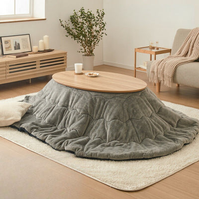楕円形 こたつ布団 単品 リバーシブル ネイビー グレー 185×235cm シンプル おしゃれ 北欧 かわいい 暖かい 節電 こたつ掛布団 炬燵 新生活 一人暮らし(代引不可)