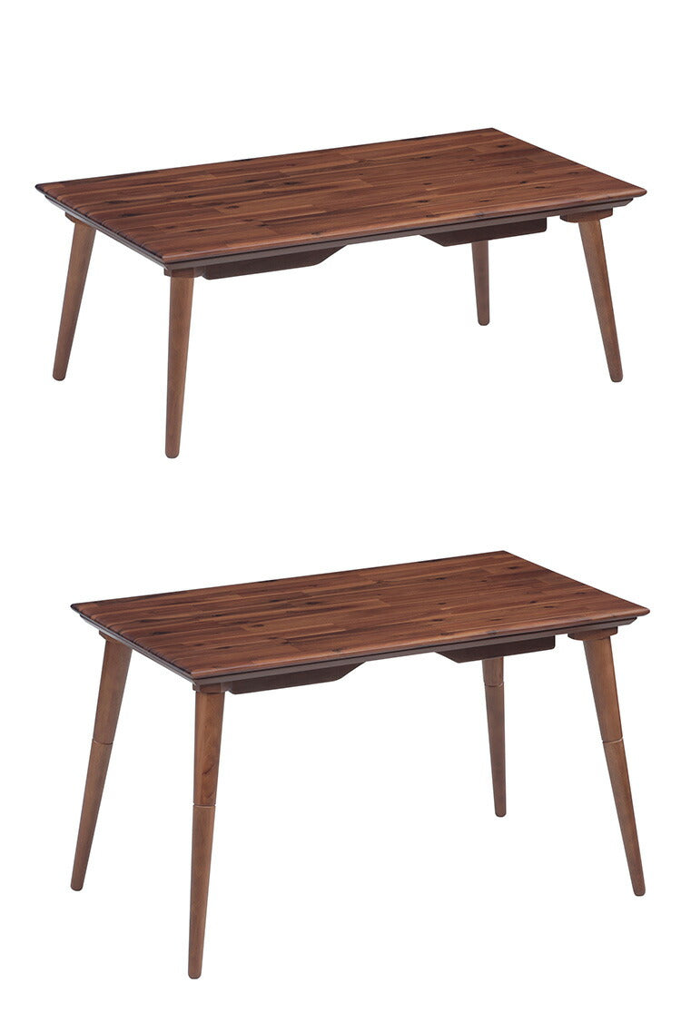 こたつ デスクこたつ 継ぎ足こたつ 高さ調節 長方形 幅105cm ブラウン 木製 天然木 おしゃれ 北欧 シンプル スタイリッシュ テーブルこたつ 炬燵 コタツ 一人暮らし 新生活(代引不可)