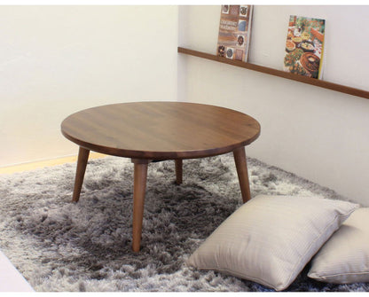 こたつ 幅75cm 円形 丸型 炬燵 天然木 センターテーブル おしゃれ 北欧 モダン ヴィンテージ アカシア 無垢 一人暮らし ブラウン 省スペース 節電(代引不可)