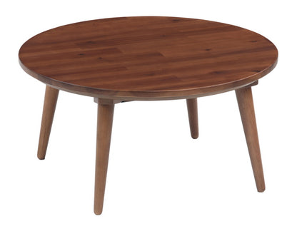 こたつ 幅75cm 円形 丸型 炬燵 天然木 センターテーブル おしゃれ 北欧 モダン ヴィンテージ アカシア 無垢 一人暮らし ブラウン 省スペース 節電(代引不可)