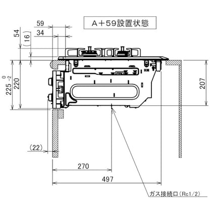 ビルトインガスコンロ ノーリツ 無水片面焼グリル プロパンガス用 N2G23KSQ1 LP 2口 グレーホーロートップ ガスコンロ キッチン
