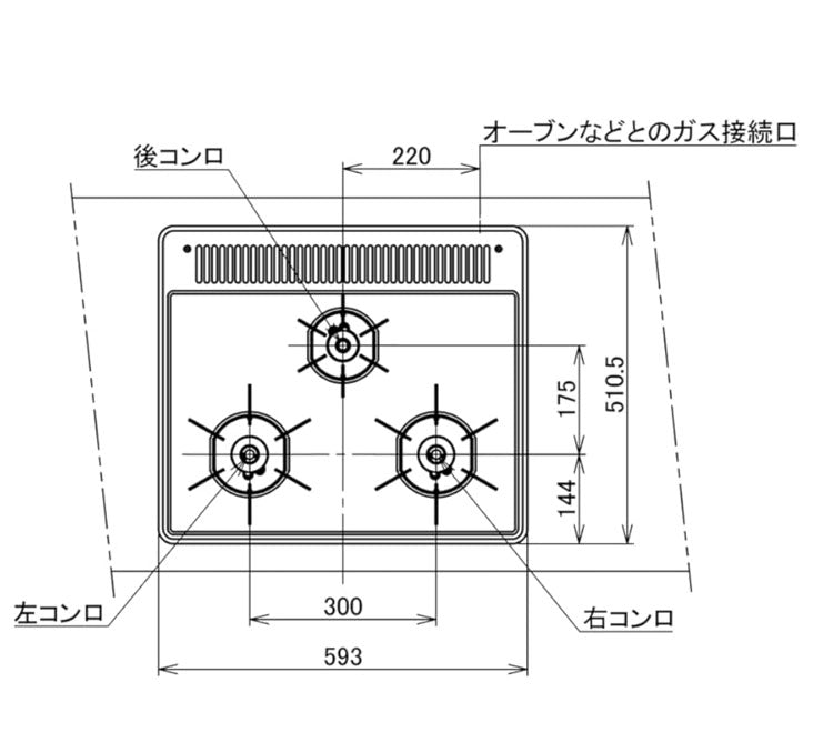 ビルトインガスコンロ ノーリツ プロパンガス用 両側強火タイプ N3GV2RWTQ1 LPG メタルトップ キッチン ガスコンロ