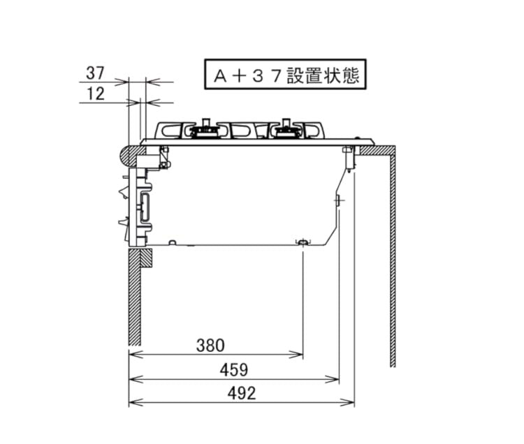 ビルトインガスコンロ ノーリツ ブラック N3GV2RWTQ1 12A13A メタルトップ 都市ガス用 両面強火タイプ キッチン