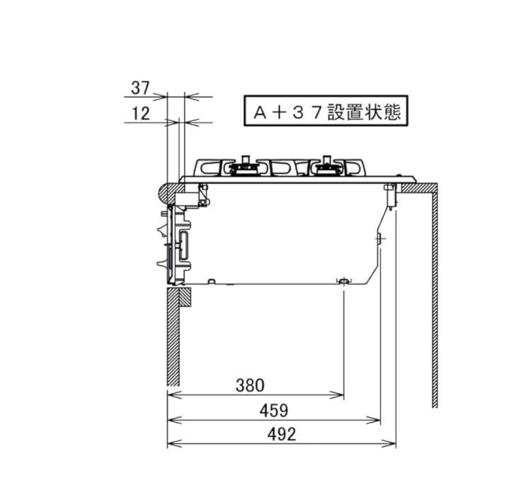 ビルトインガスコンロ ノーリツ N3WV5RWTQ1 LPG ブラック メタルトップ 3口ガスコンロ 両面焼きプロパンガス用