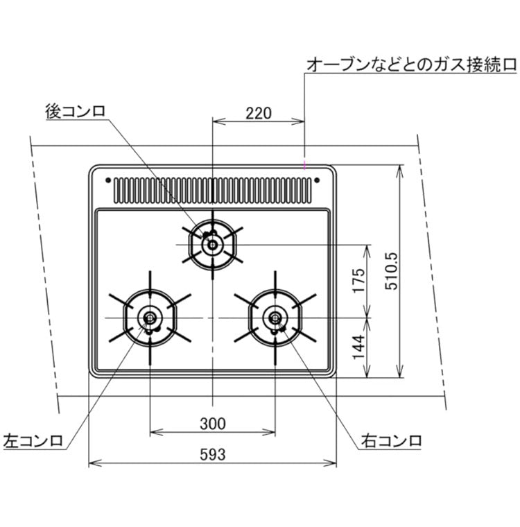 ビルトインガスコンロ 都市ガス用 ノーリツ 左右強火力 N3WV5RWTQ1 12A13A メタルトップ ブラック 無水両面焼き