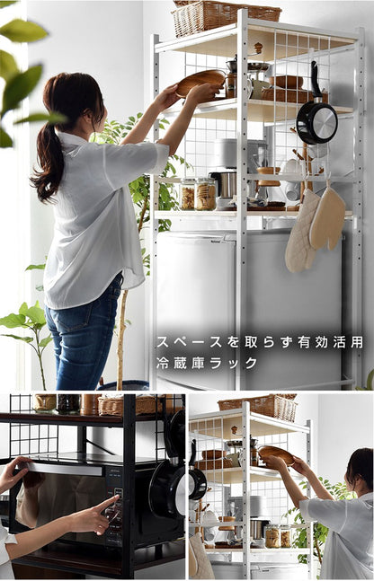 冷蔵庫ラック 幅60cm 大型レンジ対応 キッチン収納 台所 キッチン 隙間収納 すきま収納 キッチンラック 収納ラック ランドリーラック スチールラック キッチン 収納棚 収納(代引不可)