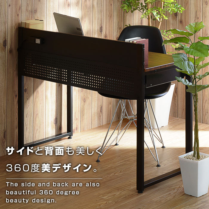 USB×コンセント付き パソコンデスク 幅100cm 太脚デザイン 引き出し付き PCデスク 机 学習机 勉強机 デスク ワークデスク(代引不可)