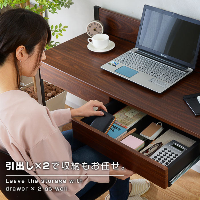 USB×コンセント付き パソコンデスク 幅100cm 太脚デザイン 引き出し付き PCデスク 机 学習机 勉強机 デスク ワークデスク(代引不可)