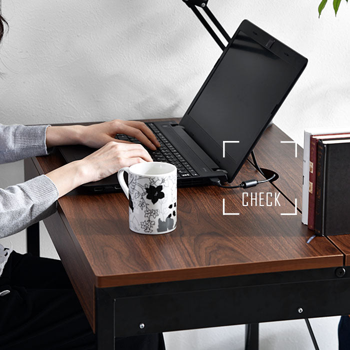 USB×コンセント付き パソコンデスク 幅85cm 引き出し付き PCデスク 机 学習机 勉強机 デスク ワークデスク(代引不可)