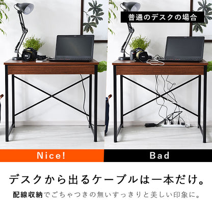 USB×コンセント付き パソコンデスク 幅85cm 引き出し付き PCデスク 机 学習机 勉強机 デスク ワークデスク(代引不可)