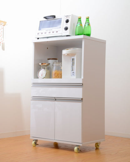 レンジ台 キッチンカウンター 鏡面仕上げ キッチン収納 デリカミニ 54cm幅(代引き不可)