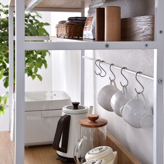 食器棚 見せる×隠す収納 幅80cm フラップ扉タイプ ホワイト フラップキッチンボード 80 キッチンボード キッチンキャビネット レンジ台 キッチン収納 スチールラック(代引不可)