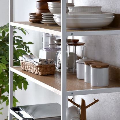 食器棚 見せる×隠す収納 幅80cm オープンタイプ ホワイト オープンキッチンボード 80 キッチンボード キッチンキャビネット レンジ台 キッチン収納 スチールラック(代引不可)