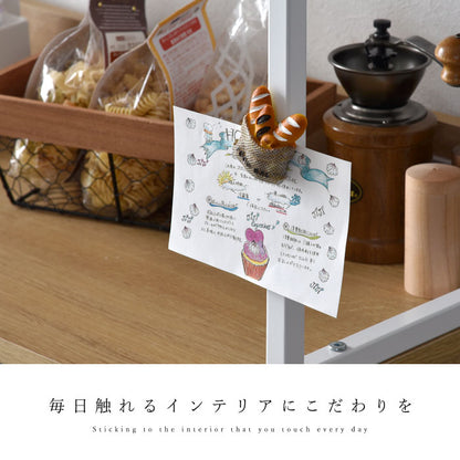 食器棚 見せる×隠す収納 幅80cm オープンタイプ ホワイト オープンキッチンボード 80 キッチンボード キッチンキャビネット レンジ台 キッチン収納 スチールラック(代引不可)