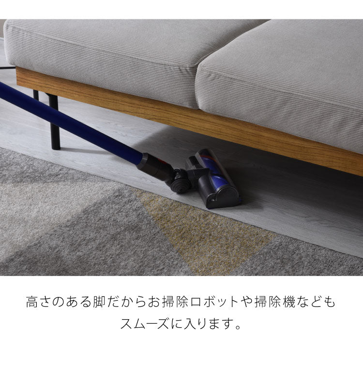 天然木ソファ 2人掛けソファ ゆったり使える背もたれクッション ウチソファー ローソファ コンパクト 背もたれ 肘掛け スチール脚 北欧 シンプル 一人暮らし フロアソファ ローソファ(代引不可)