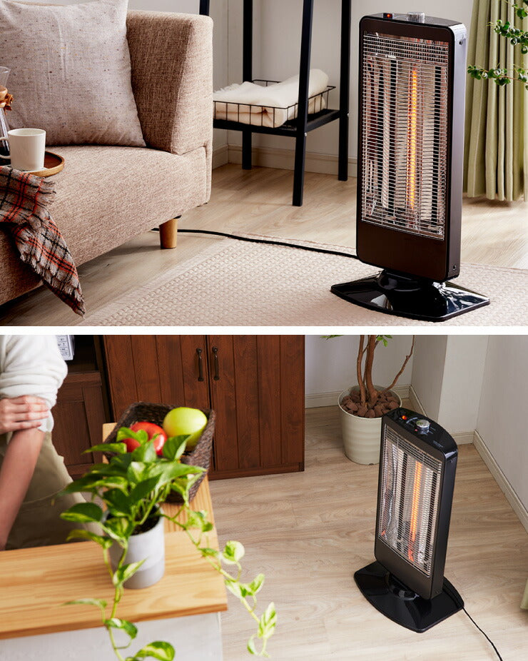 ハイブリッドヒーター カーボン シーズ ヒーター 3灯 1200W 首振り 機能 転倒 OFF 切替 切り替え 温度 過昇防止 暖房