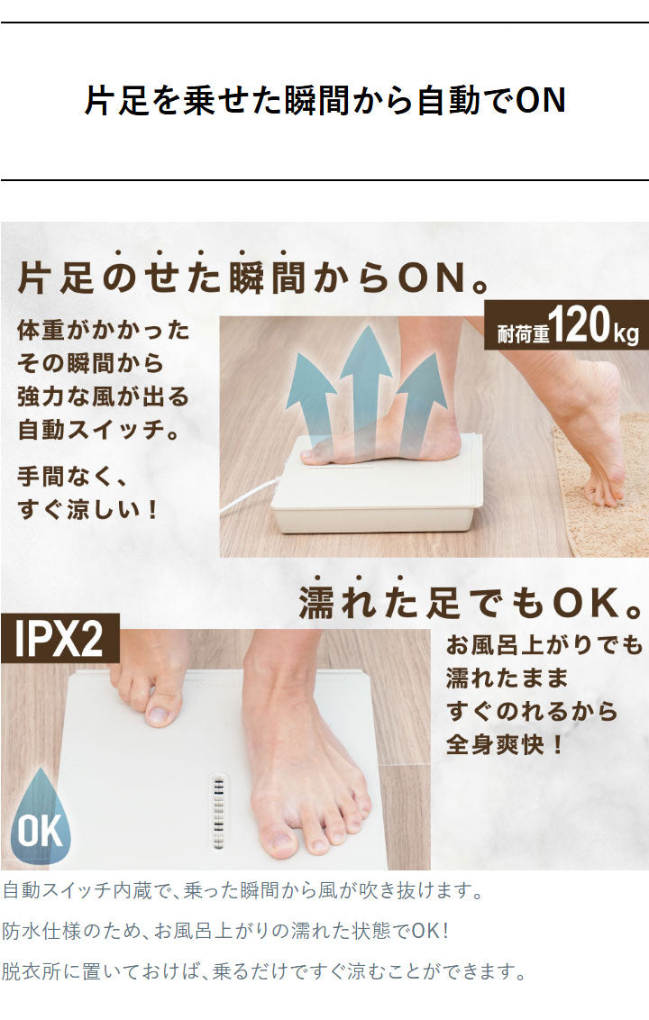 のれせん2 扇風機 乗れる扇風機 ボディドライヤー 薄型 のれせん 脱衣所 洗面所 浴室 乗る扇風機 全身爽快 お風呂あがり 暑さ対策 乗れせん のれる扇風機 MATFANHWH