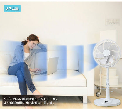 ユアサプライムス 扇風機 DCファン リビング扇 30cm 7枚羽 ホワイト 静音 省エネ DCモーター 12段階風量調節 左右首振り