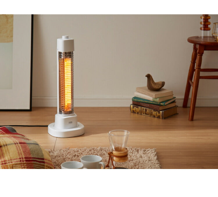 パッとつく電気ヒーター ヒーター 400W スリムタワー型 ハロゲンヒーター ホワイト
